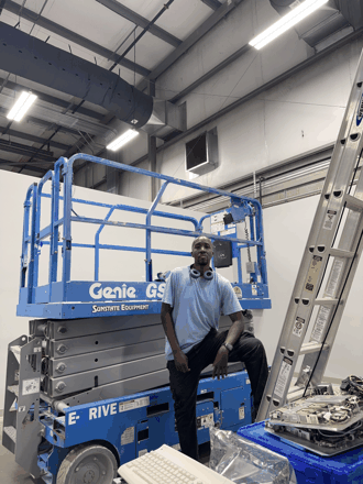 On the lift.